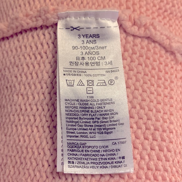 Baby GAP Pink Sweater- Zipper- Hood with Ears - Knit- Age 3 Years - Picture 12 of 12